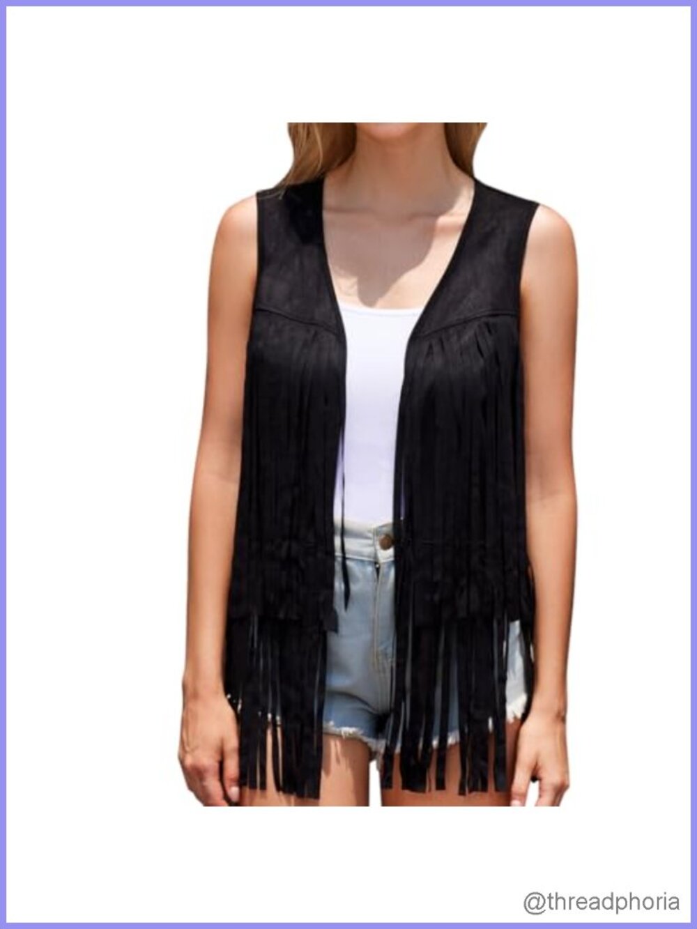 Faux Suede Fringe Vest Women Western Cowgirl 70s Hippie Tassel Jacket Country